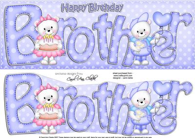 Large Dl Birthday Brother Teddies Quick Card N 3D Decoupage