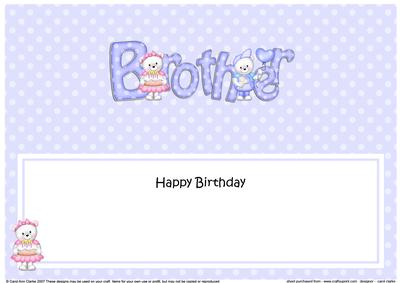 Birthday Brother Teddies Matching Large Dl Insert