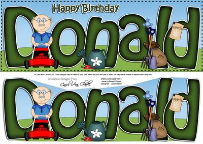Large Dl Birthday Donald Gardening 3D Decoupage