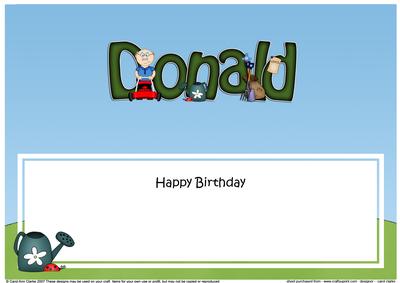 Birthday Donald Gardening Matching Large Dl Insert