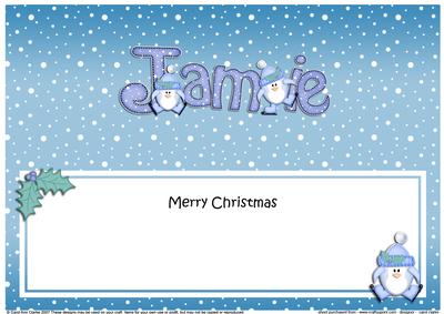 Merry Christmas Jamie Penguins Matching Large Dl Insert