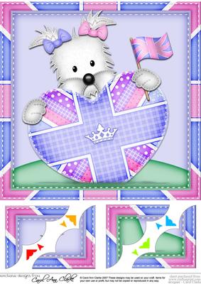 8x8 Jess Westie's Union Jack Flag Heart Scalloped Topper