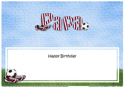 Happy Birthday Papa Football Matching Large Dl Insert