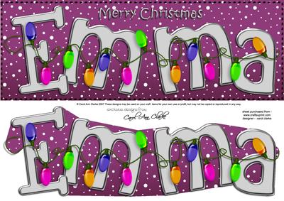 Merry Christmas Emma Xmas Lights Large Dl & 3D Decoupage