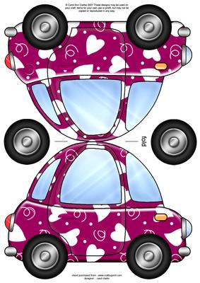 Funky Love Bug Car Shaped Card