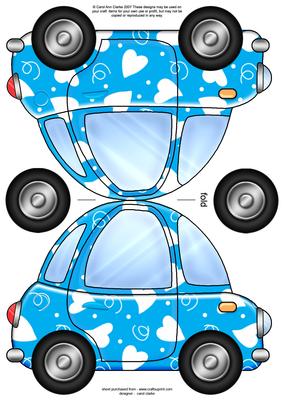 Funky Love Bug Car Shaped Card