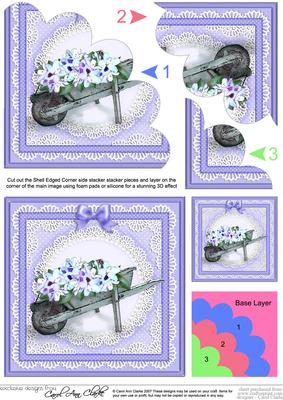 Flower Filled Wheelbarrow Quick Card N Shell Corner Stacker