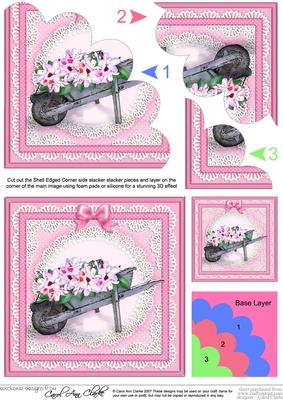 Flower Filled Wheelbarrow Quick Card N Shell Corner Stacker