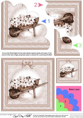 Flower Filled Wheelbarrow Quick Card N Shell Corner Stacker
