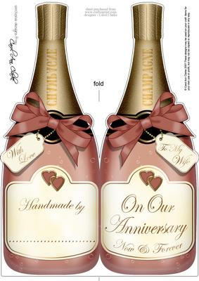 Large Dl Wife Anniversary Champagne Bottle Shaped Card