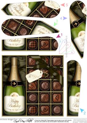 Birthday Champers N Chocs Fan Pyramage Topper