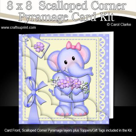8 x 8 Lola Elephant's Flowers Scalloped Corner Kit