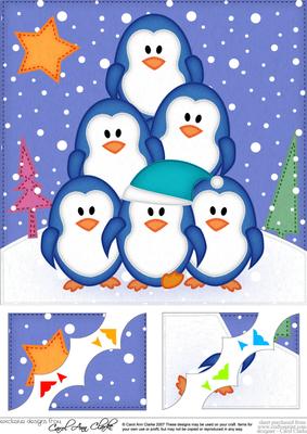8 x 8 Penguin Tree Felties Scalloped Corner Topper