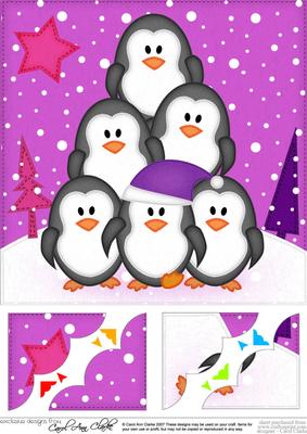 8 x 8 Penguin Tree Felties Scalloped Corner Topper