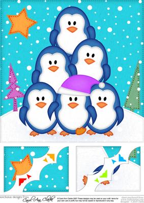 8 x 8 Penguin Tree Felties Scalloped Corner Topper
