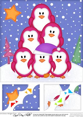 8 x 8 Penguin Tree Felties Scalloped Corner Topper
