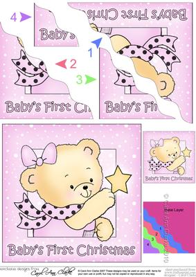 Cute Hunney Bear Rosie has a 1st Christmas Star - Wavy Corner Stacker