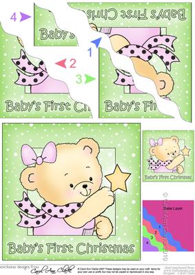 Cute Hunney Bear Rosie has a 1st Christmas Star - Wavy Corner Stacker