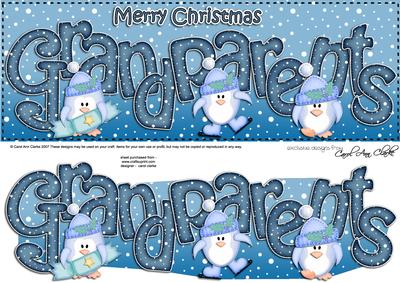 Xmas Large Dl Grandparents Quick Card N 3D Decoupage