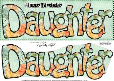 Large Dl Birthday Daughter Roses Card & 3D Decoupage