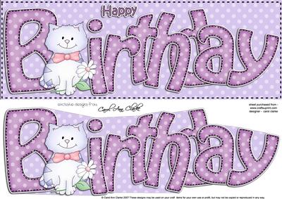 Large Dl Birthday Cat Card & 3D Decoupage