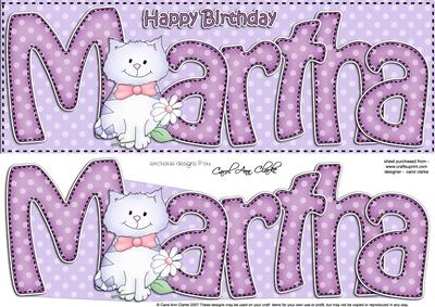 Large Dl Birthday Martha Cat Card & 3D Decoupage