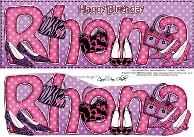 Large Dl Birthday Rhona Shoes & Bags Card & 3D Decoupage