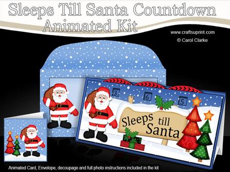 3D Xmas Santa Sleeps Till Santa Countdown Card