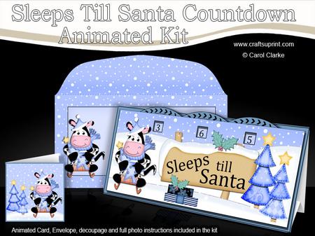 3D Xmas Milly Moo Cow Sleeps Till Santa Countdown Card