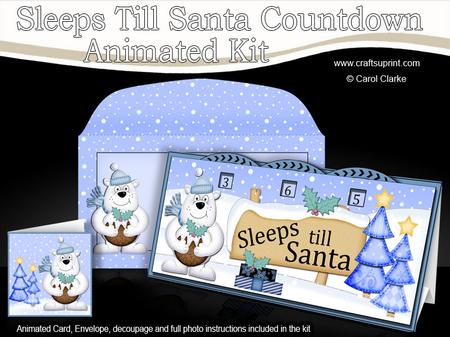 3D Xmas Polar Bear's Pud Sleeps Till Santa Countdown Card