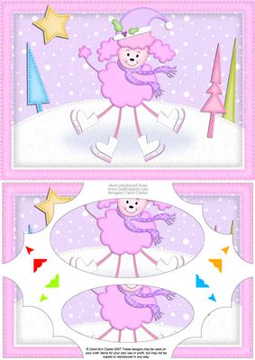 A5 Xmas Poodle Dog Scallop Corners and Pyramage