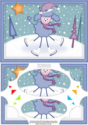 A5 Xmas Poodle Dog Scallop Corners and Pyramage