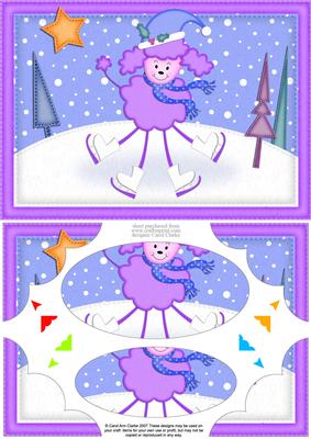 A5 Xmas Poodle Dog Scallop Corners and Pyramage