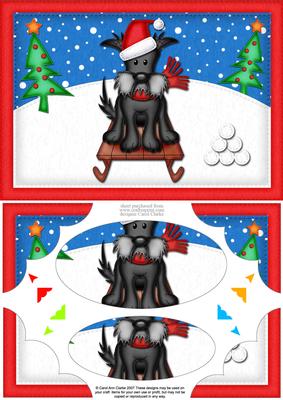 A5 Xmas Hamish Scottie Dog Scallop Corners & Pyramage
