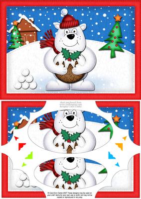 A5 Xmas Ben Polar Bear's Pud Scallop Corners & Pyramage