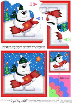 Xmas Ben Polar Bear's Cracker Shell Edged Stacker