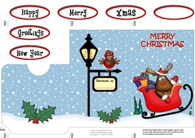 Christmas Rudolph Sleigh Lottery Wallet Card