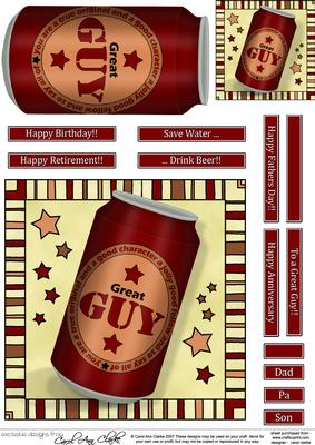 Great Guy Beer Can Quick Card N 3D Decoupage