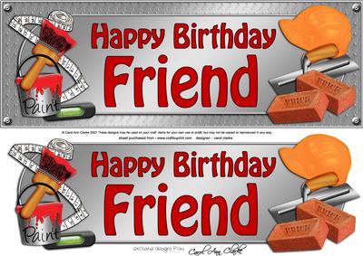 Large Dl Birthday Friend Handyman Tools 3D Decoupage