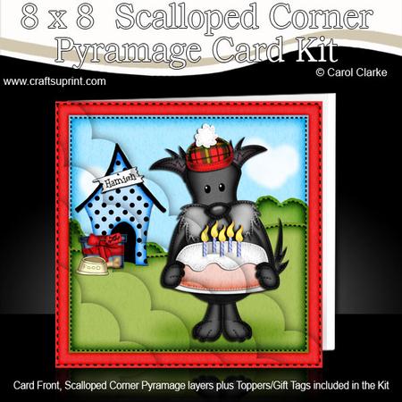 8 x 8 Hamish Scottie Dog's Birthday Cake Scalloped Kit