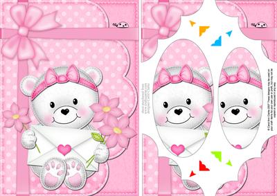 A5 Teddy Tess's Love Letter Scallop Corners and Pyramage