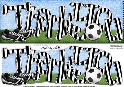 Large Dl Thank You Football Card & 3D Decoupage