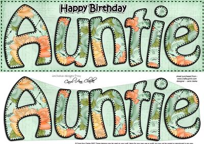 Large Dl Birthday Auntie Roses Card & 3D Decoupage