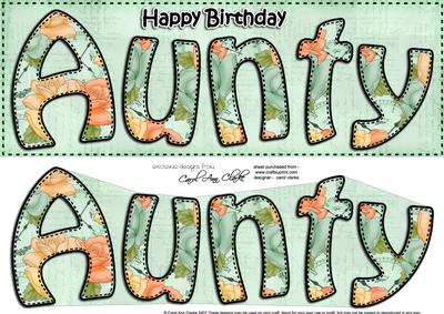 Large Dl Birthday Aunty Roses Card & 3D Decoupage
