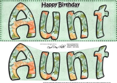 Large Dl Birthday Aunt Roses Card & 3D Decoupage