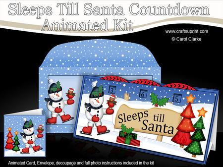 3D Xmas Skating Snowman Sleeps Till Santa Countdown Card