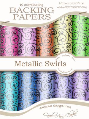 Summer Mists 'silver Metallic Swirls' Backing Papers Kit