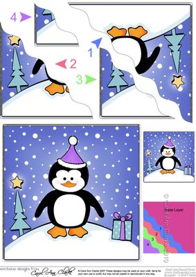 Cute Xmas Penguin Wavy Corner Side Stacker Topper