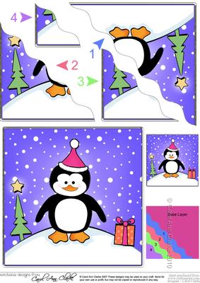Cute Xmas Penguin Wavy Corner Side Stacker Topper