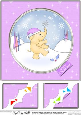 8 x 8 Christmas Elephant Scalloped Corner Topper